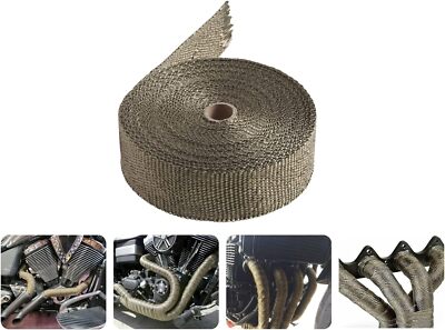 2'' X 50' Titanium Exhaust Heat Wrap for Motorcycle Heat Shield Tape with 6 Ties
