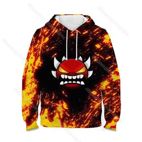 Kids Angry Geometry Dash Hoodies Sweatshirts Tops Pullovers Outwears kids gift - Picture 16 of 45