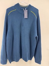 Vineyard Vines On The Go Rib Ski 1/4 Zip Sweater Merino Wool XL Blue Blazer $198
