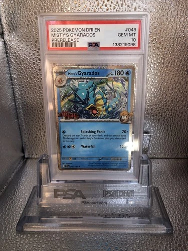2025 POKEMON ENGLISH DESTINED RIVALS #049 MISTY'S GYARADOS PRERELEASE PSA 10