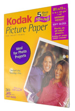Kodak Picture Photo Paper 8 1/2" x 11" Soft Gloss 30 Printer Sheets New Sealed