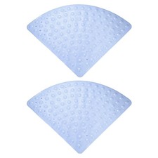 2pcs Non Slip Shower Mat 21"x21" Triangle Mats with Suction Cups, Light Blue