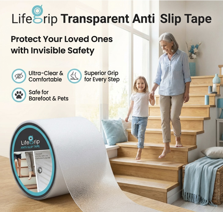 LifeGrip Anti-Slip Tape Roll - 4" x 30' - Anti-slip Tape Model LGTP01-CLR