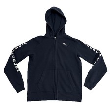 Abercrombie and Fitch Kids Blue Zip Up Hoodie -   Size 15/16   Embroidered Logo