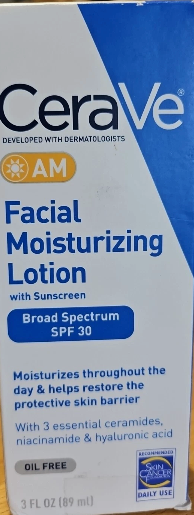 CeraVe AM Facial Moisturizing Lotion with SPF 30 | Oil-Free 3 Oz Ex 03/28 Box Da