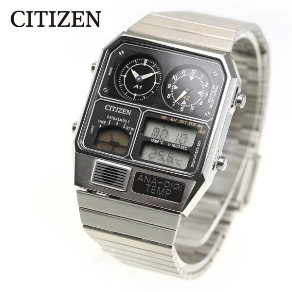 Citizen JG2101 78E Ana Digi Temp Reissue Silver Vintage Style Watch Collectible