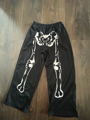 Kleidung Halloween Kostüm Skelett Knochen schwarz Hose unten Alter 7-8 Jahre