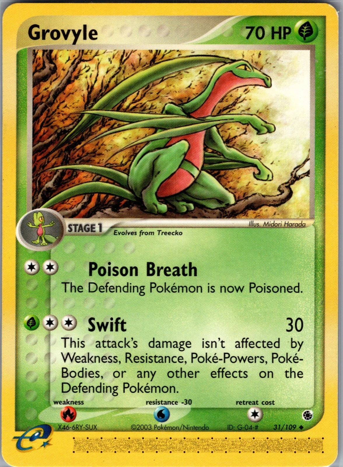 Grovyle Uncommon Ruby and Sapphire 31/109 NM