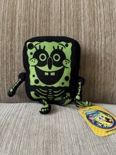 5  NANCO SpongeBob SquarePants Neon Green Skeleton Plush Stuffed Animal w Tags