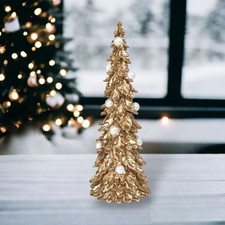 19in Gold Tree with White Pearls Christmas Decor SHIPS WITHIN 10 DAYS NEW 2024