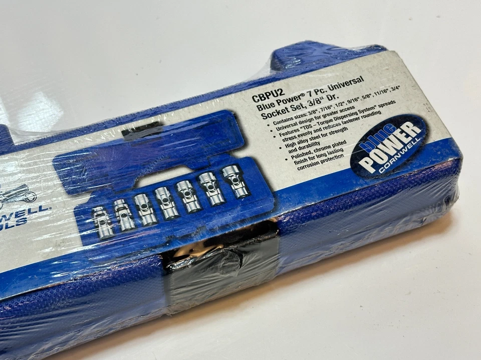 NEW Cornwell CBPU2 7pc SAE 3/8-3/4 Chrome Universal Swivel Socket Set 3/8" Drive - Image 3 of 4