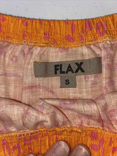 Flax Orange Pink Floral Top And Skirt Set Size Small 100% Linen Two Piece - Picture 12 of 18