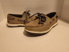Island Surf Boys Boat Deck Shoes Brown Size 3 Leather Excellent Condition