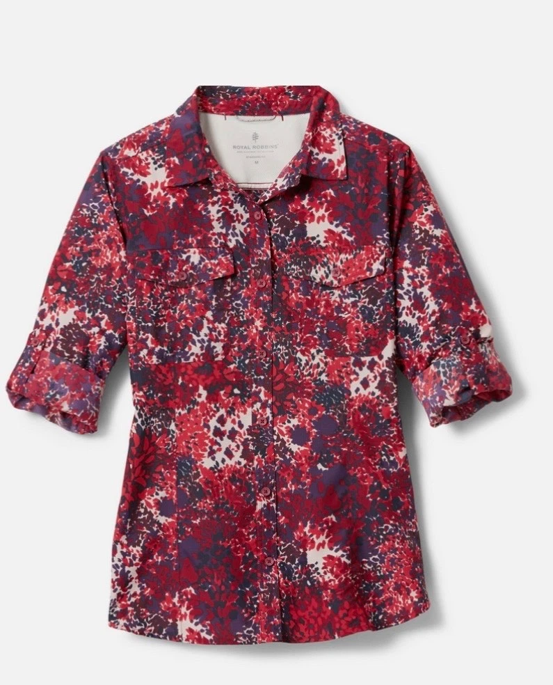 Royal Robbins Women's Scarlett Expedition 3/4 Sleeve Blouse SZ Medium Hiking