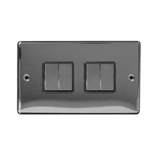 Black Nickel Light Switch 10A | 4 Gang 2 Way | Screwed Faceplate | Modern Design