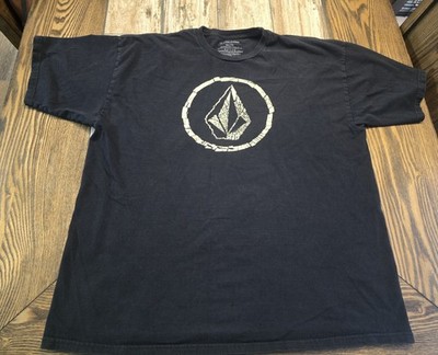 Volcom Stone Logo T-Shirt Mens XXL Black Graphic Tee 100% Cotton Skate Surf