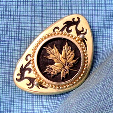 Western Floral Dress Belt Buckle Maple Leaf Cowboy Cowgirl Vtg 80s    .NOX144