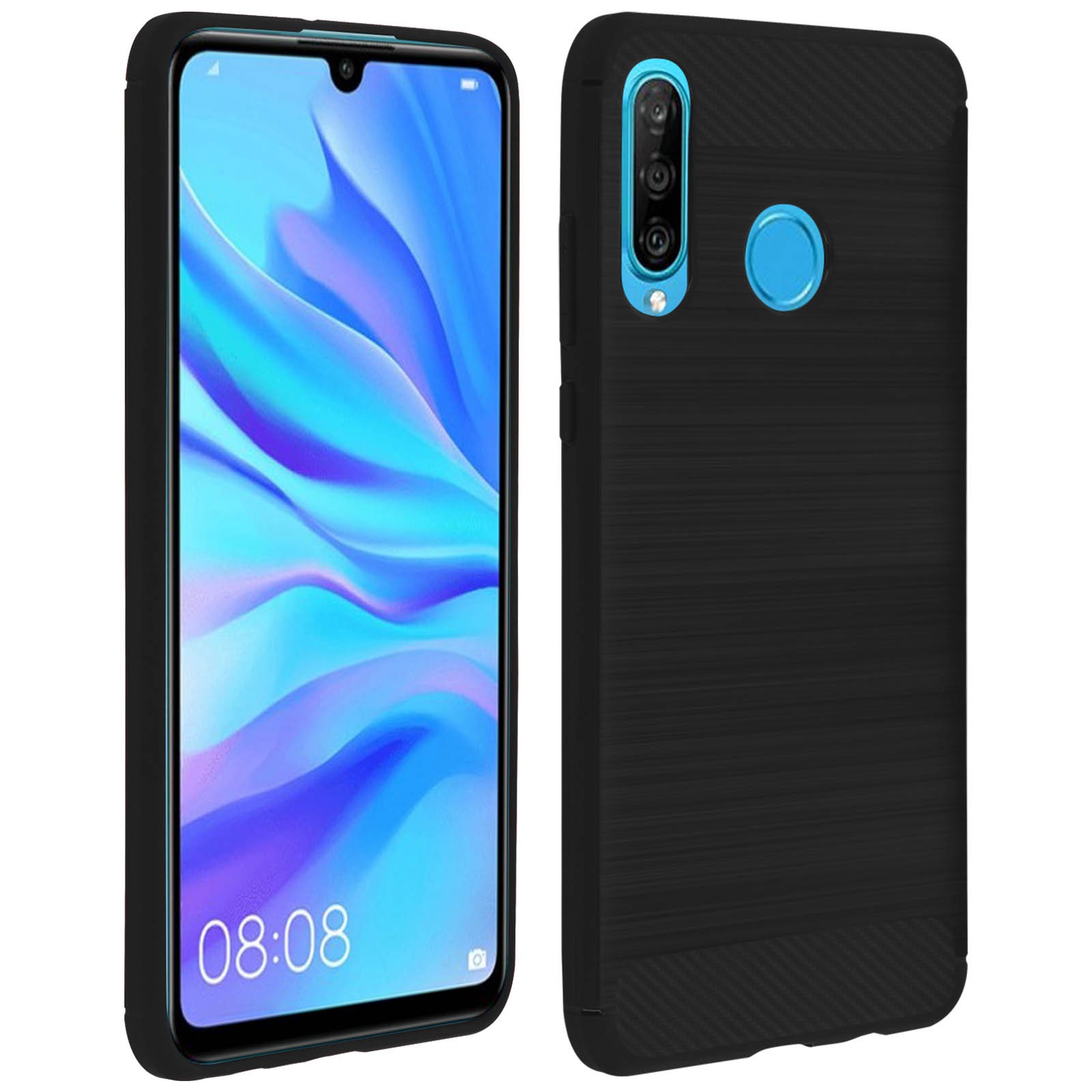 Protection Huawei P30 Lite coque silicone look carbone