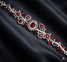 Garnet Oval Cut CZ Stone 925 Silver Wedding Party Wear Tennis Bracelet For Her