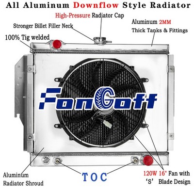 4 Row Radiator Shroud Fan fits 1979-93 Dodge D/W 100 150 250 350 Ramcharger 5.9L