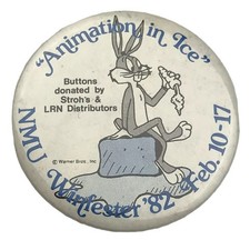 NMU Bugs Bunny Animation in Ice Winterfest 1982 Vintage 80s Pin Button Pinback