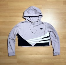 adidas Originals Women s Colorblock Cropped Hoodie Lavender Black White M
