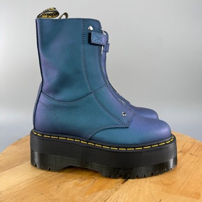Martens Jetta Hi Max Womens Size Metallic Leather Platform Boots Deep  Blue