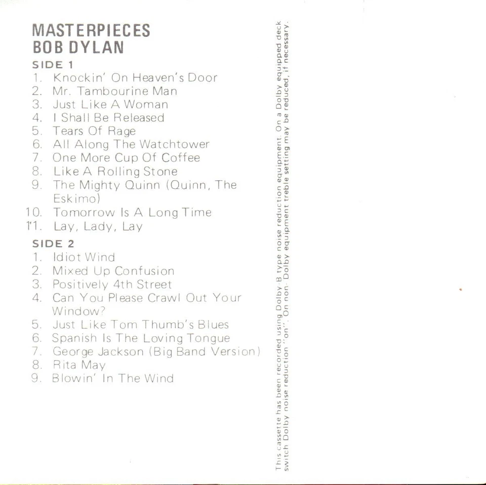 Bob Dylan - Masterpieces, Australian 2 Cassette set, Ex condition - Image 4 of 4