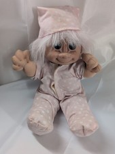 Russ Troll Doll Baby Plush Body Polka Dot Pajamas Hat Vintage 1990's Butt Flap