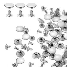 100Sets Single Cap Rivet 10mm Carbon Steel Round Head Snap Studs, Silver