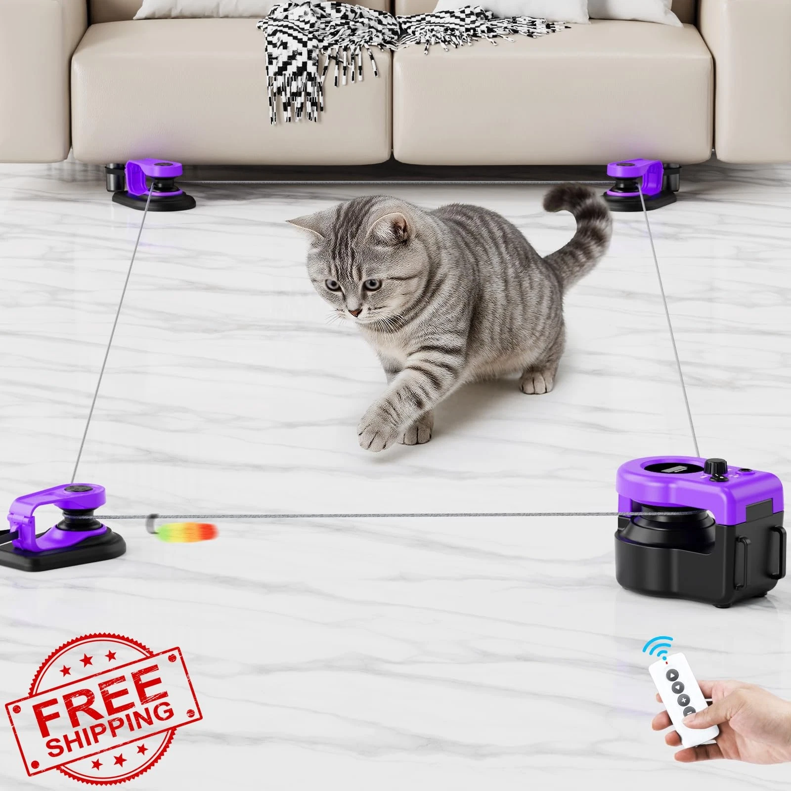 Pet Deluxe Cat Toys Purple Cat Treadmill Auto Remote Wheel