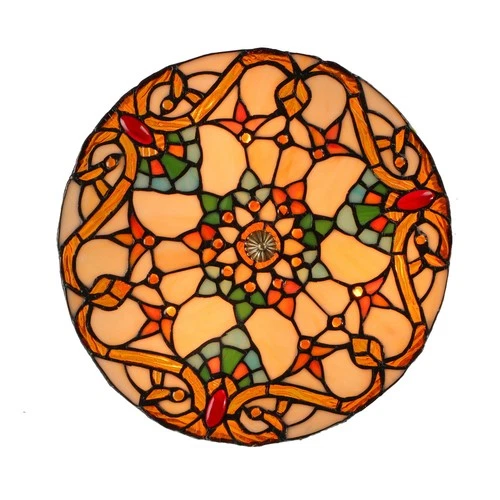 Vintage Baroque Pattern Tiffany Stained Glass Flush Mount Ceiling Light Fixture
