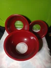 VTG Pyrex 3 PC. Nesting Bowl Set Burgundy 322,323,325 Clear Bottoms. Bare Usage