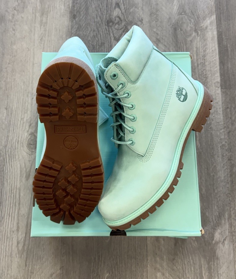 Size 9 Timberland Premium Waterproof Boot 50th Anniversary Light Green Worn Once image 6
