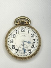 Elgin Shockmaster 3160 10k Rolled Gold Pocket watch Runs Timepiece 17 Jewels
