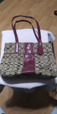 Coach F25706 Signature Stripe Python Tote Satchel Shoulder  display picture 1