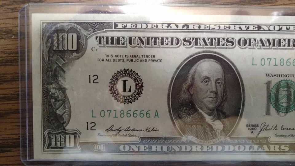 1969 A Federal Reserve Note $100.00 BILL OFFSET PRINT ERROR NOTE UNCIRCULATED++ - Image 4 of 4