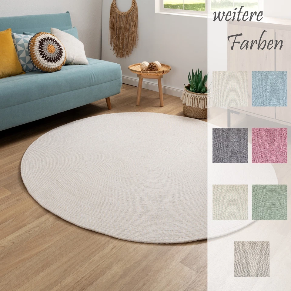 Steffensmeier Handweb Teppich Bali Rund Baumwolle Flur Wohnzimmer - Bild 1 von 1
