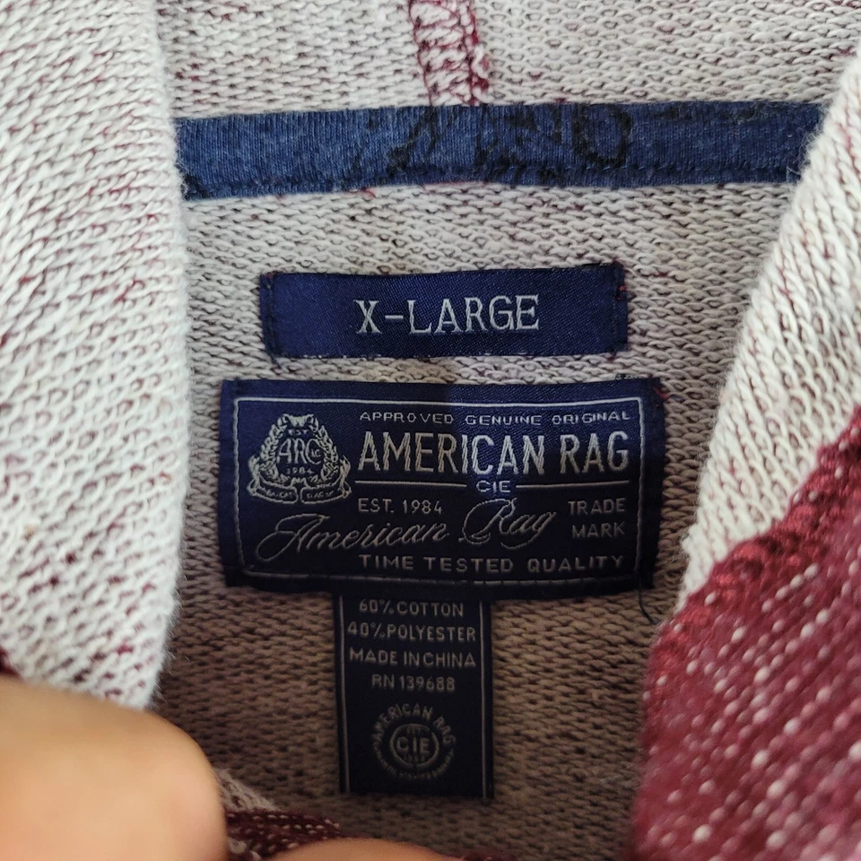 Sudadera con Capucha American Rag Cie Para Hombres Extra Grande Roja Tejida Pullover Sudadera Preppy Foto 2 de 4