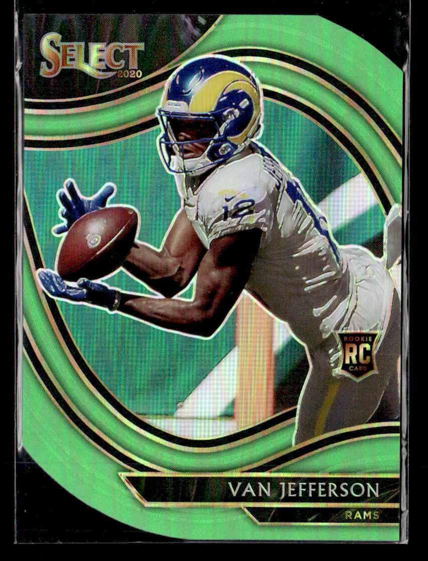2020 Panini Select #371 Van Jefferson Neon Green Prizm Die Cut Rookie card
