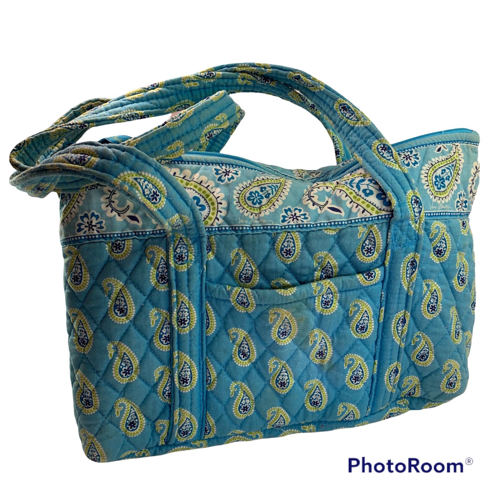 Vera Bradley Tote Aqua Multi Patchwork Patterns Q… - image 3