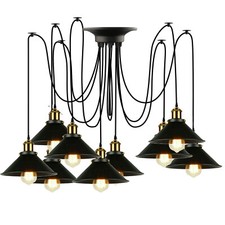 1-9 Lights Spider Pendant Light Industrial Hanging Ceiling Multiple Pendant E27
