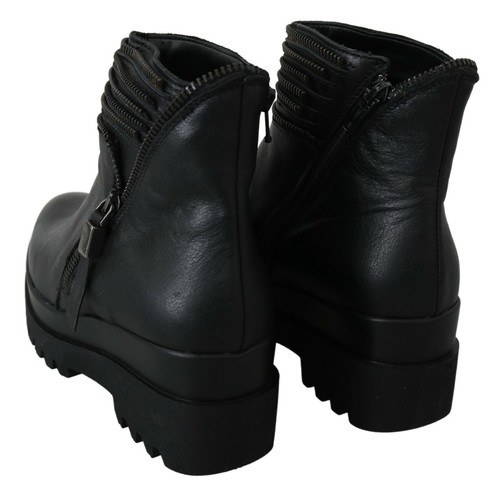 Ovye 'Par Cristina Lucchi Chaussures Cuir Noir Fermeture Bottines EU36/US5.5 - Foto 9 di 10