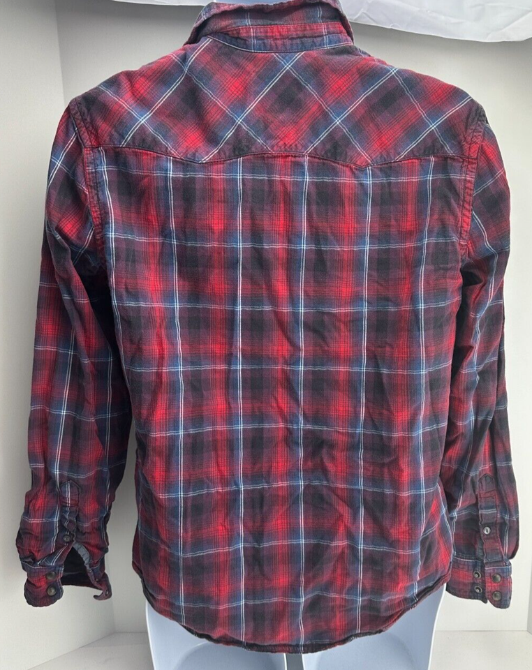 American Eagle Button Shirt Mens Medium Slim Fit Plaid Flannel Long