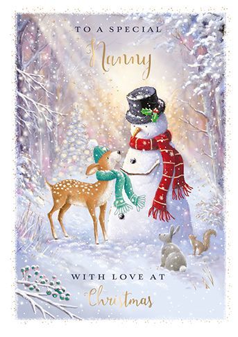Christmas Card - Nanny - Deer Snowman - Xmas Collection Ling Design - Picture 1 of 1