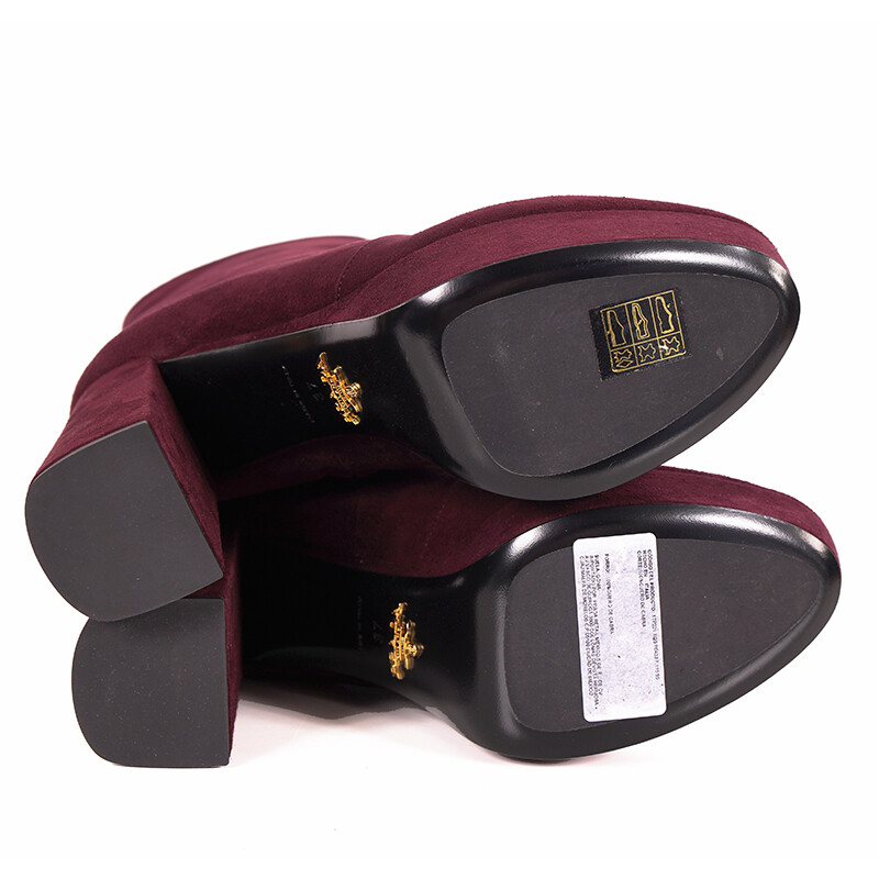 sz 38.5 NEW $975 PRADA Wine Red Suede Chunky HIGH HEEL sz 38.5 NEW $975 PRADA Wine Red Suede Chunky HIGH HEEL