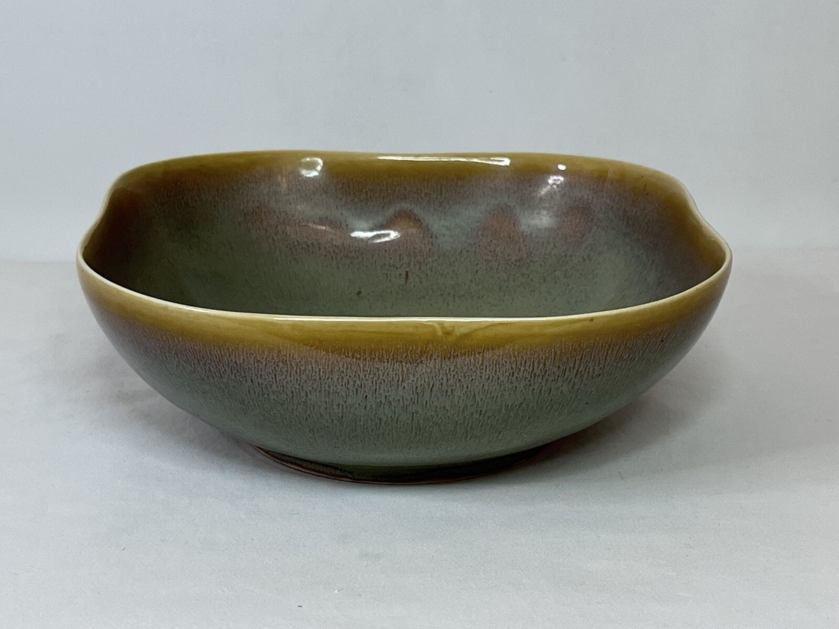 Vintage Carillon China USA Square Blue Bottled Glaze Pottery Bowl