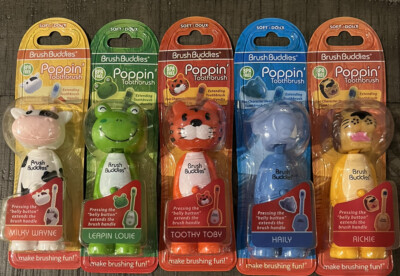Lot Of 5 Brush Buddies Extendable Animal Children s Kids Toothbrushes