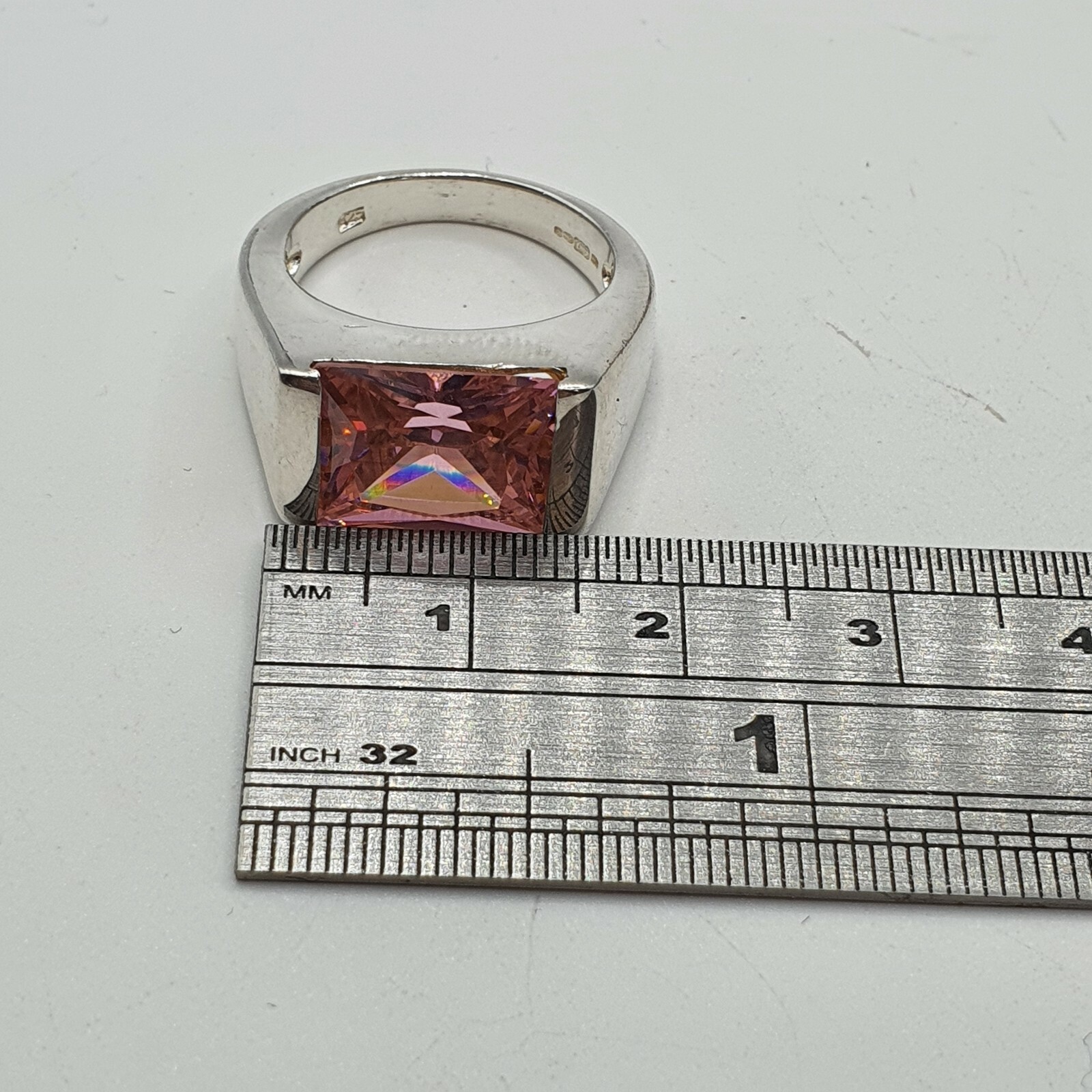 Photo 8 of Sterling Silver Pink CZ Ring Size L M, 1 ring only  (R96) (R97)
