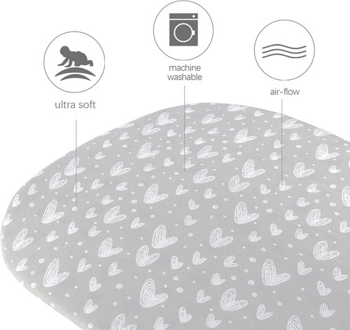 Bassinet Fitted Sheets for UPPAbaby Bassinet 100% Jersey Cotton Sheets 2 Pack - Picture 2 of 5